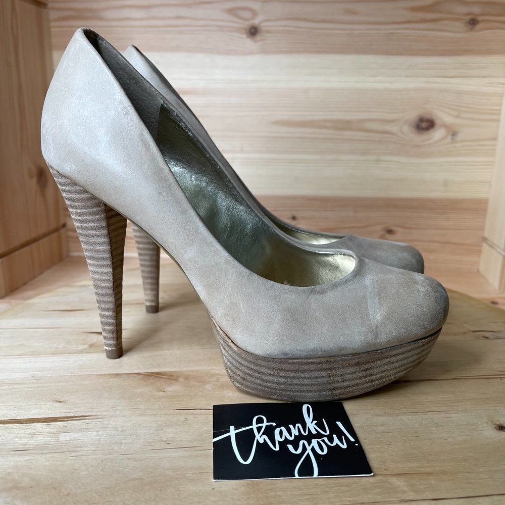 Wm Guess Gray Closed Toe Slip On Pumps Heels US 7M